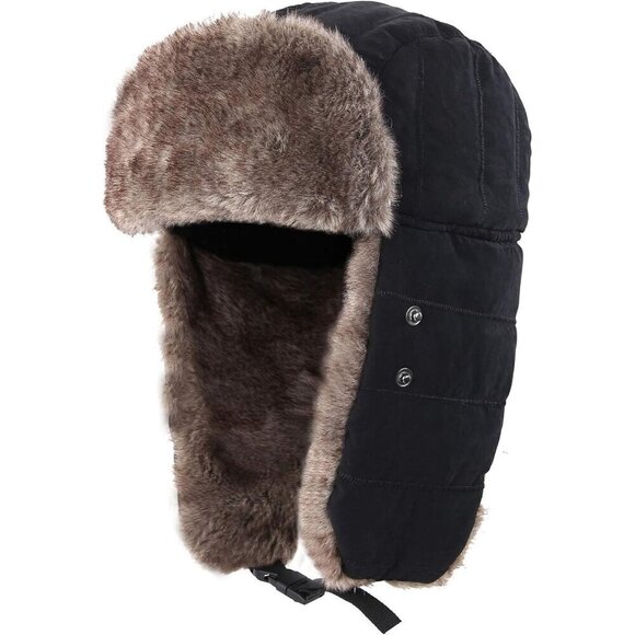 ⭐Men Trapper Hat Winter Russian Fur Hat Aviator Earflap Hat Windproof - Picture 2 of 6